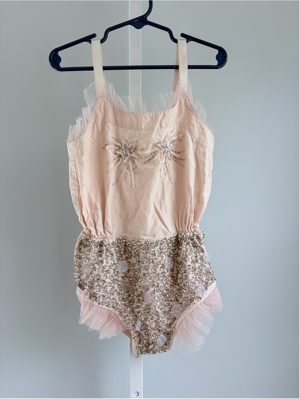Tutu Du Monde Bébé Moonlit Onesie - Linen/Pink Sequin - Size 6-7